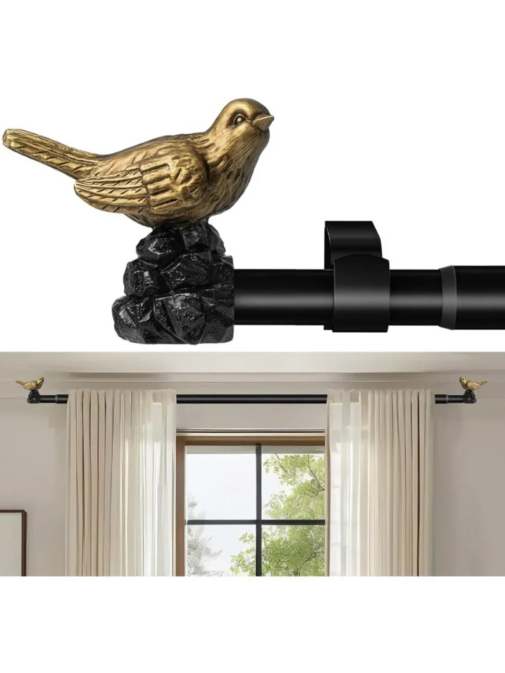 Vintage Gold Adjustable Curtain Rod 48-90